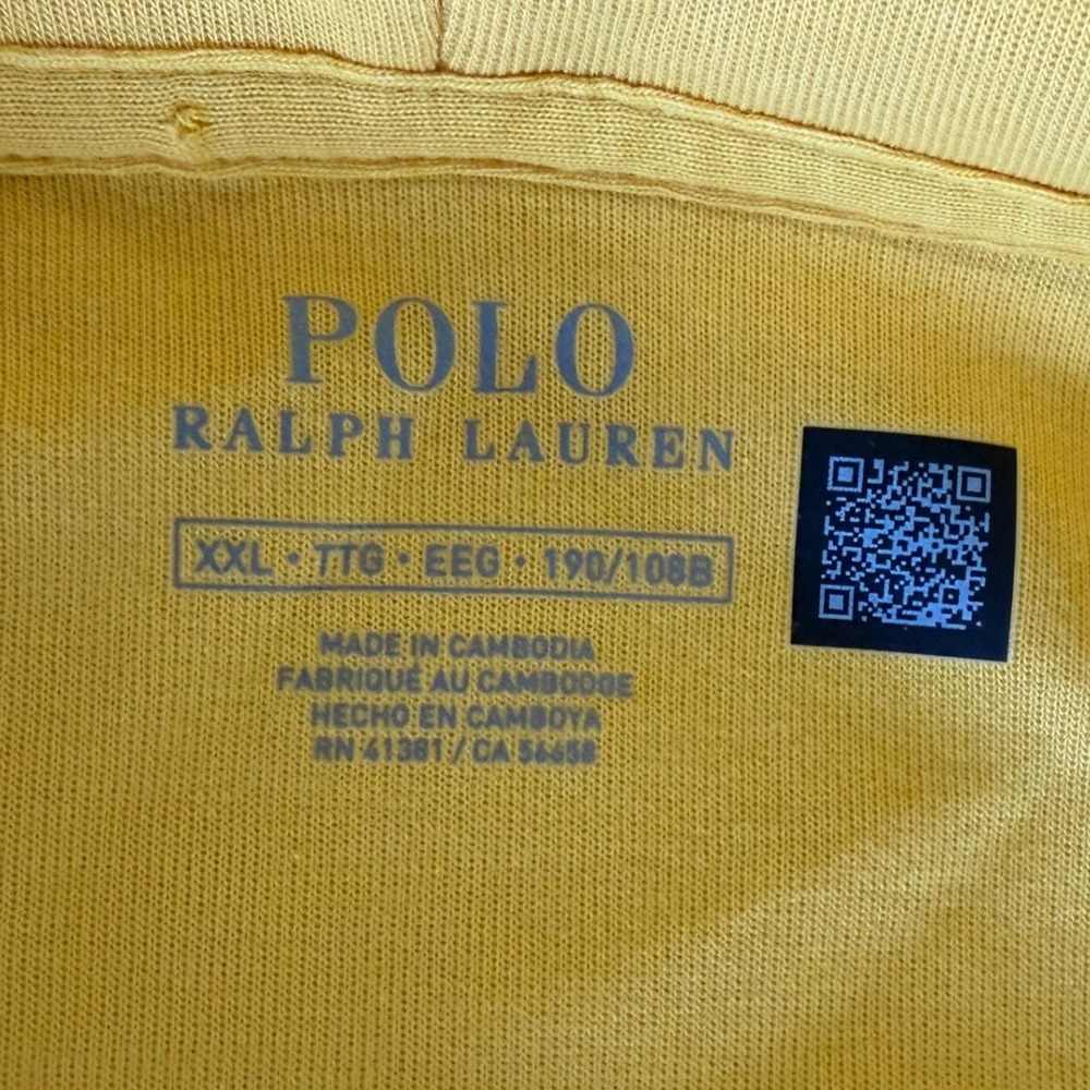 Polo Ralph Lauren Mens XXL Yellow Short Sleeve Full Zip Hoodie Pony 71088151 - Picture 3 of 8